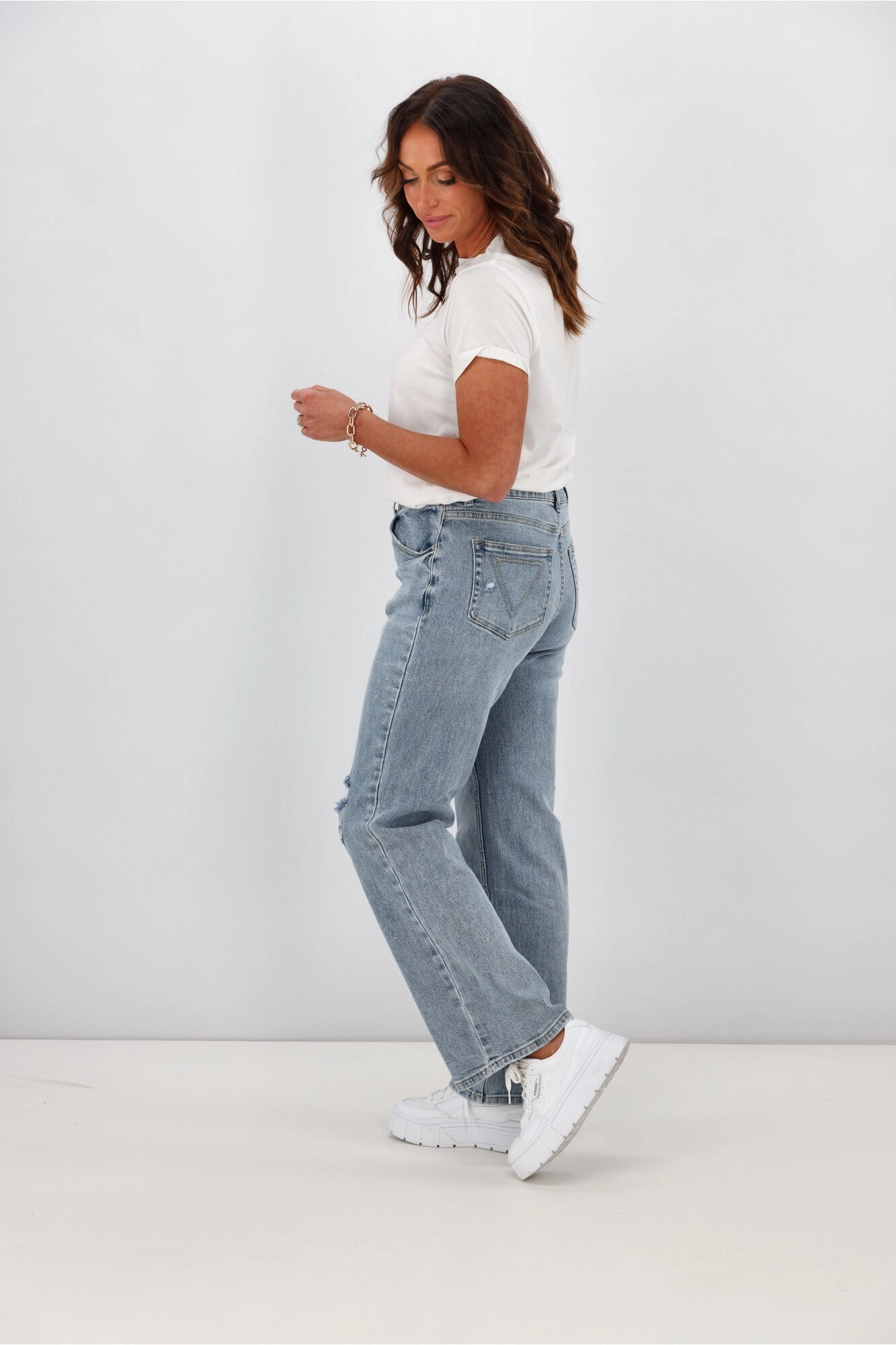 Shine On Label Francisco Distressed Relaxed Fit Jean Washed Blue