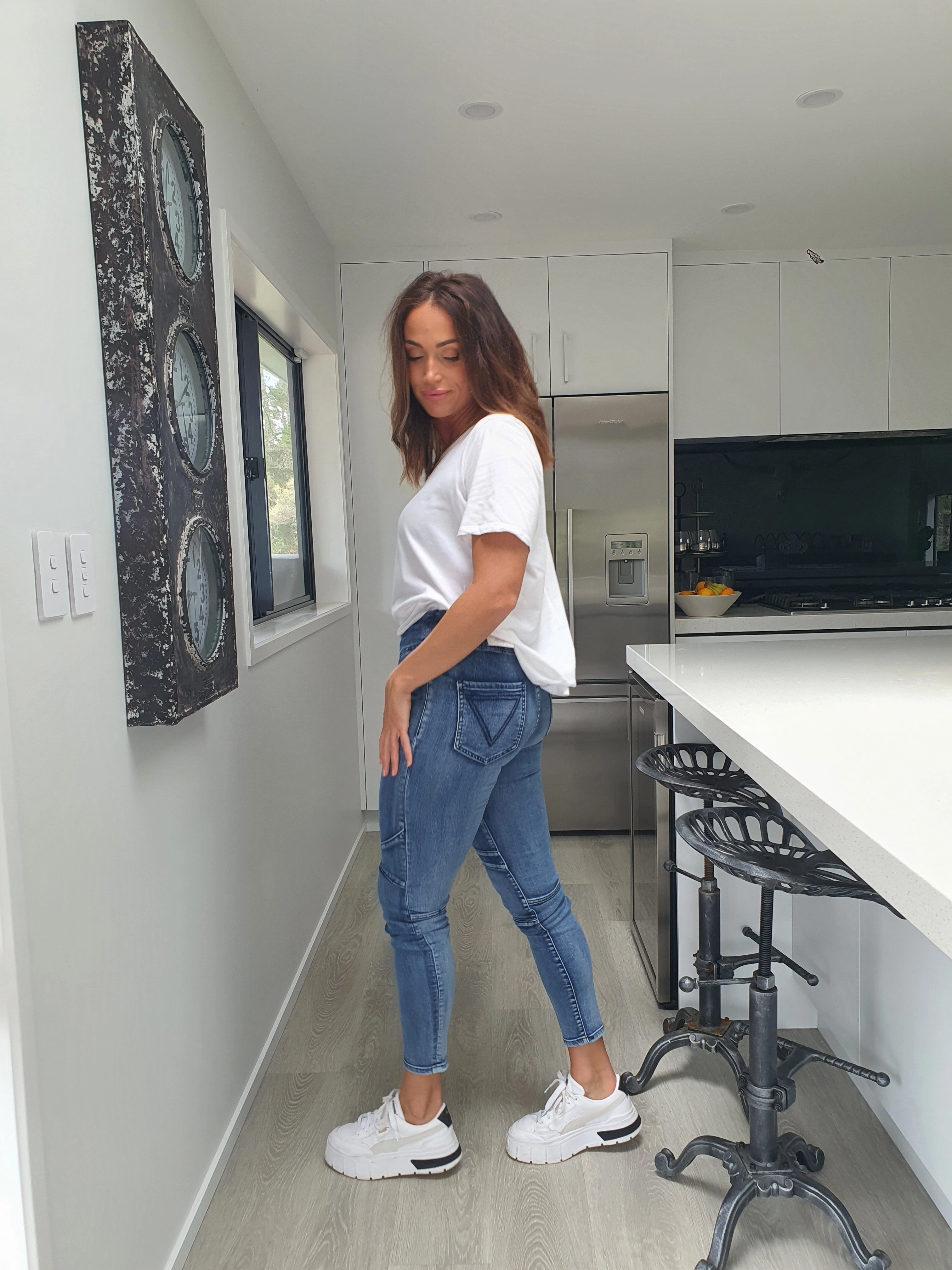 Shine On Label Mykel Pull On Paneled Jeans Indigo