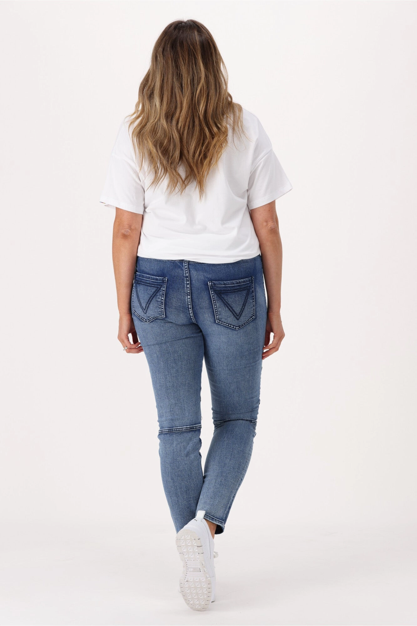 Shine On Label Mykel Pull On Paneled Jeans Indigo