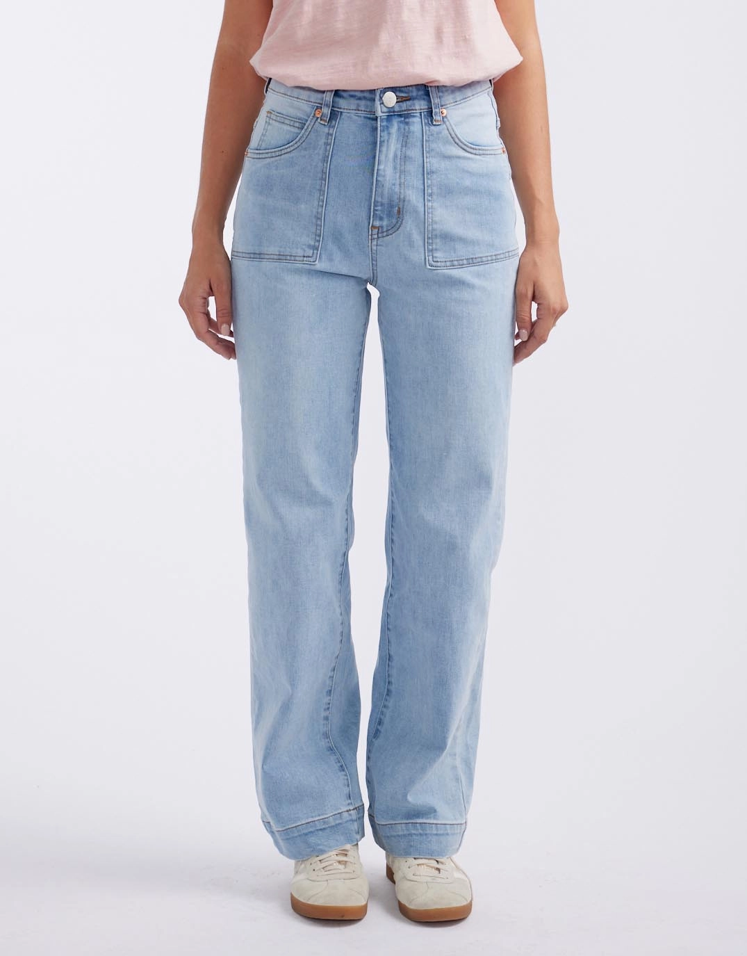 Sienna Stretch Denim Wide Leg Jeans - Light Blue