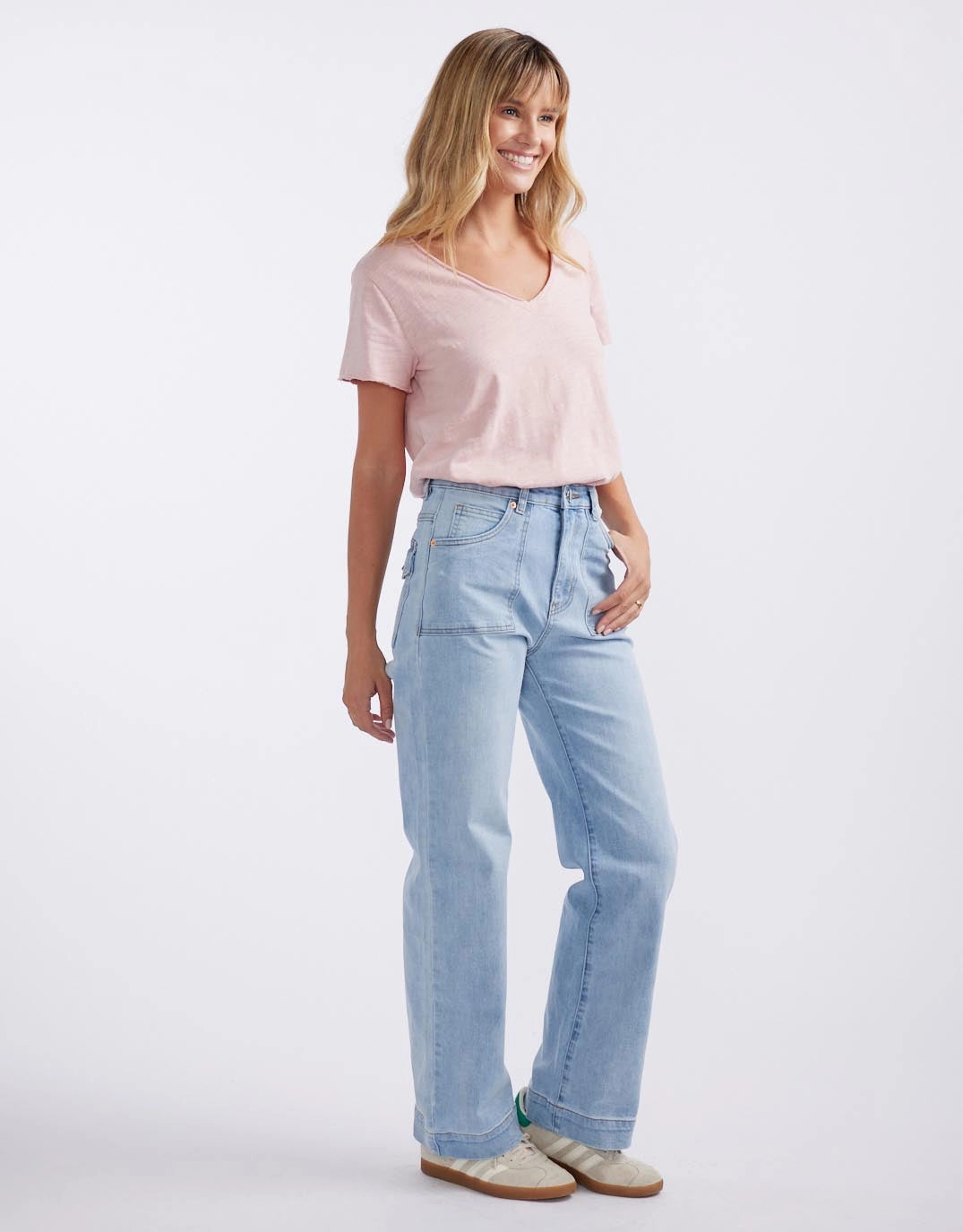 Sienna Stretch Denim Wide Leg Jeans - Light Blue