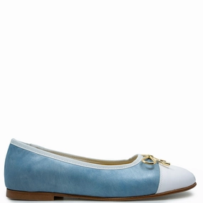 Spain Co Sky and White Metal Bow Flat