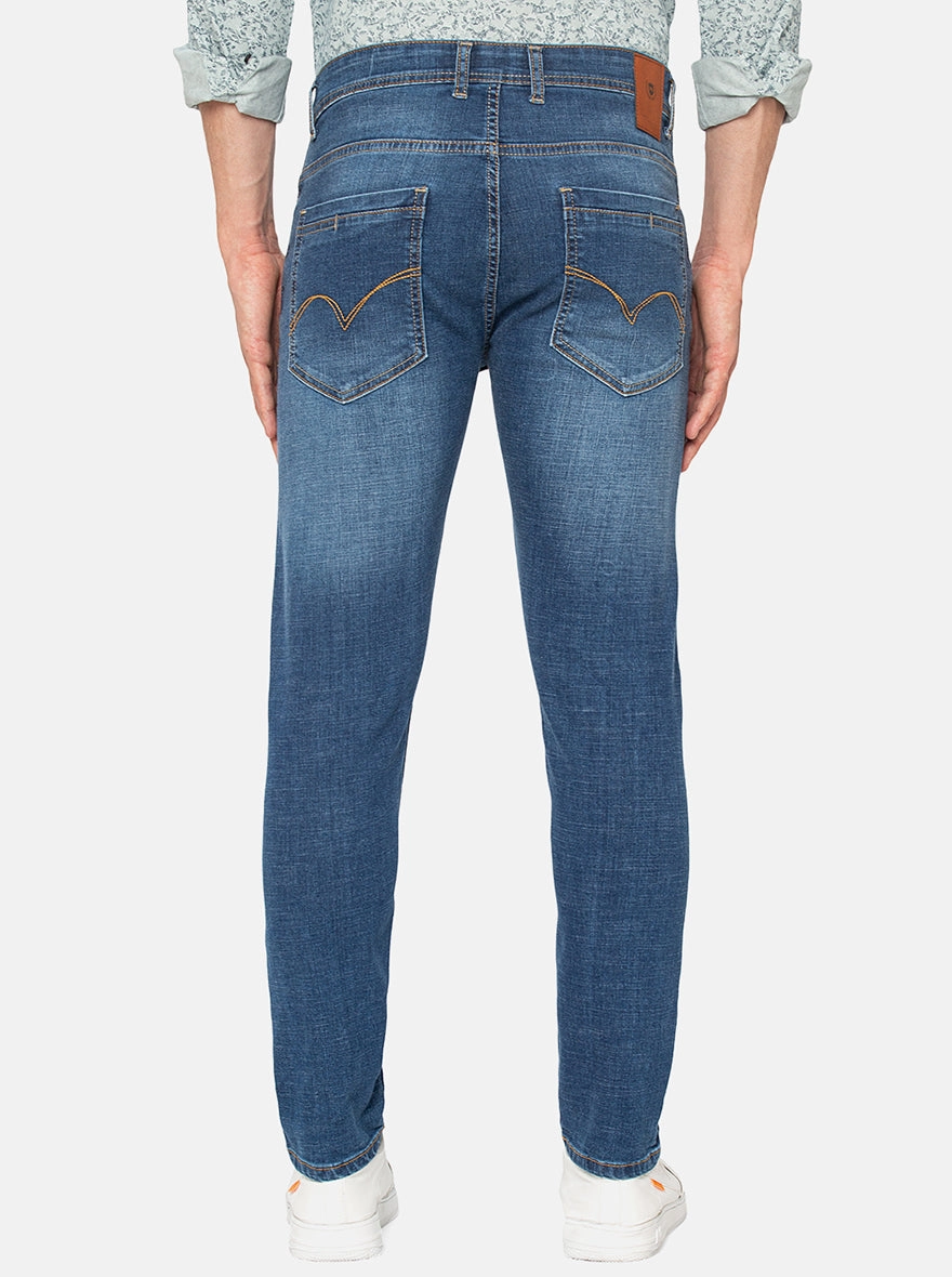 Stone Blue Washed Rider Fit Jeans | JadeBlue