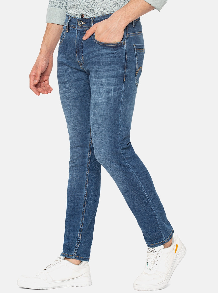 Stone Blue Washed Rider Fit Jeans | JadeBlue