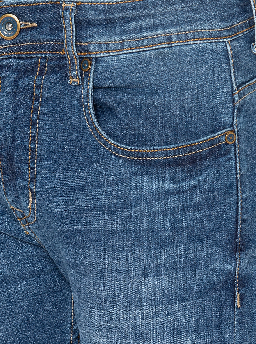 Stone Blue Washed Rider Fit Jeans | JadeBlue