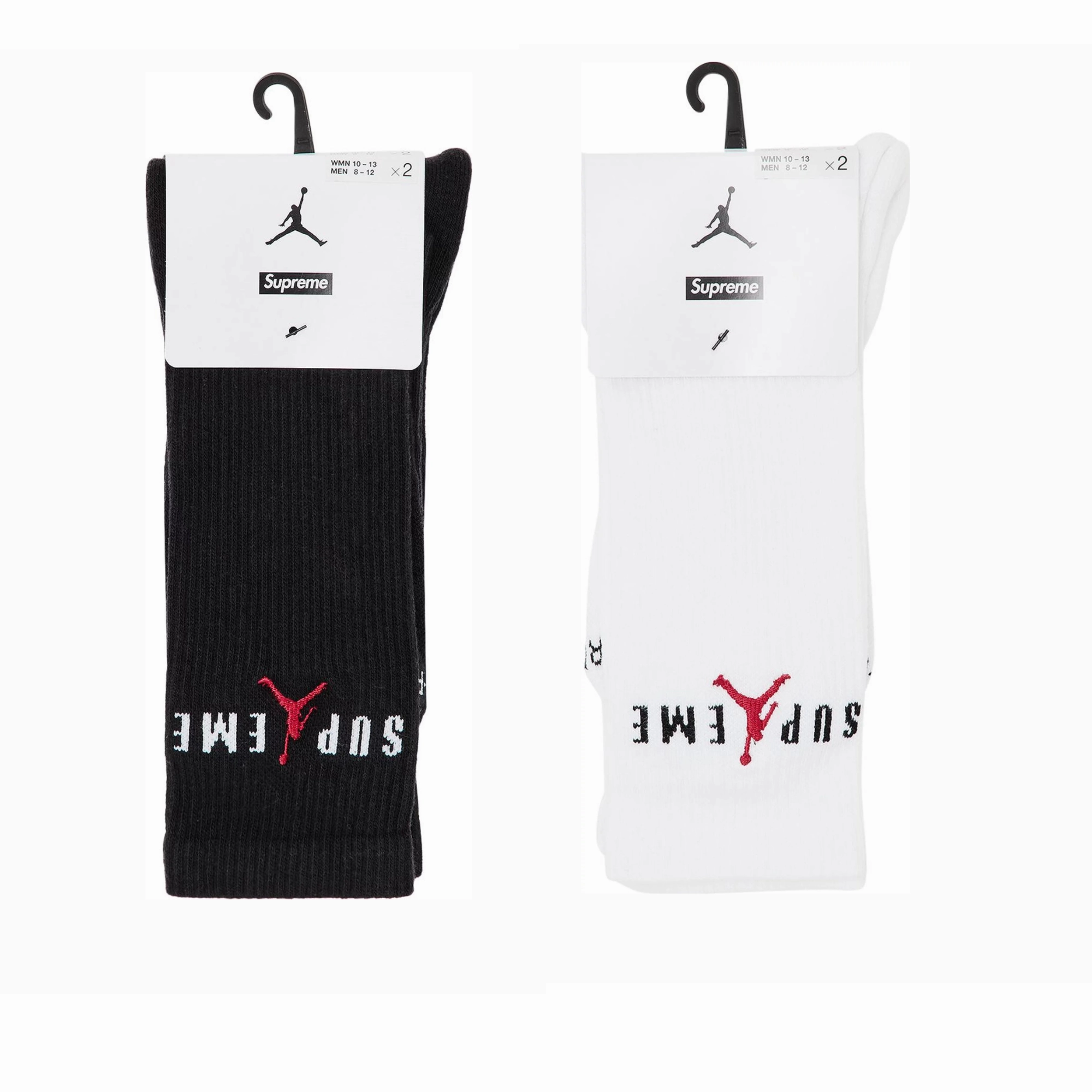 Supreme x Jordan Crew Socks (4 stk) Black/White
