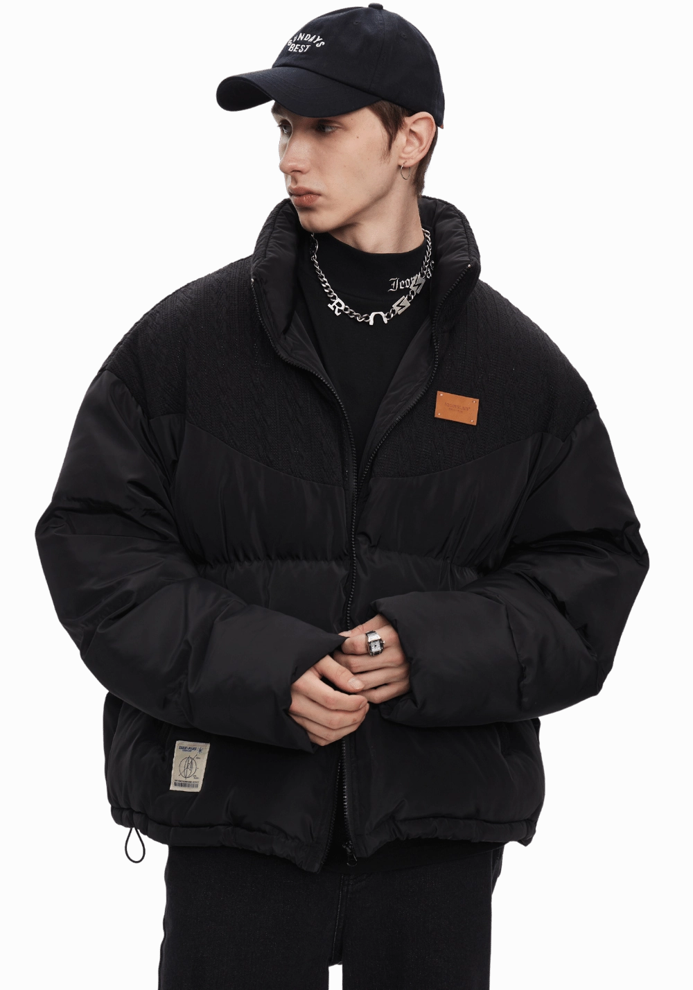 Textured Knit Down Jacket