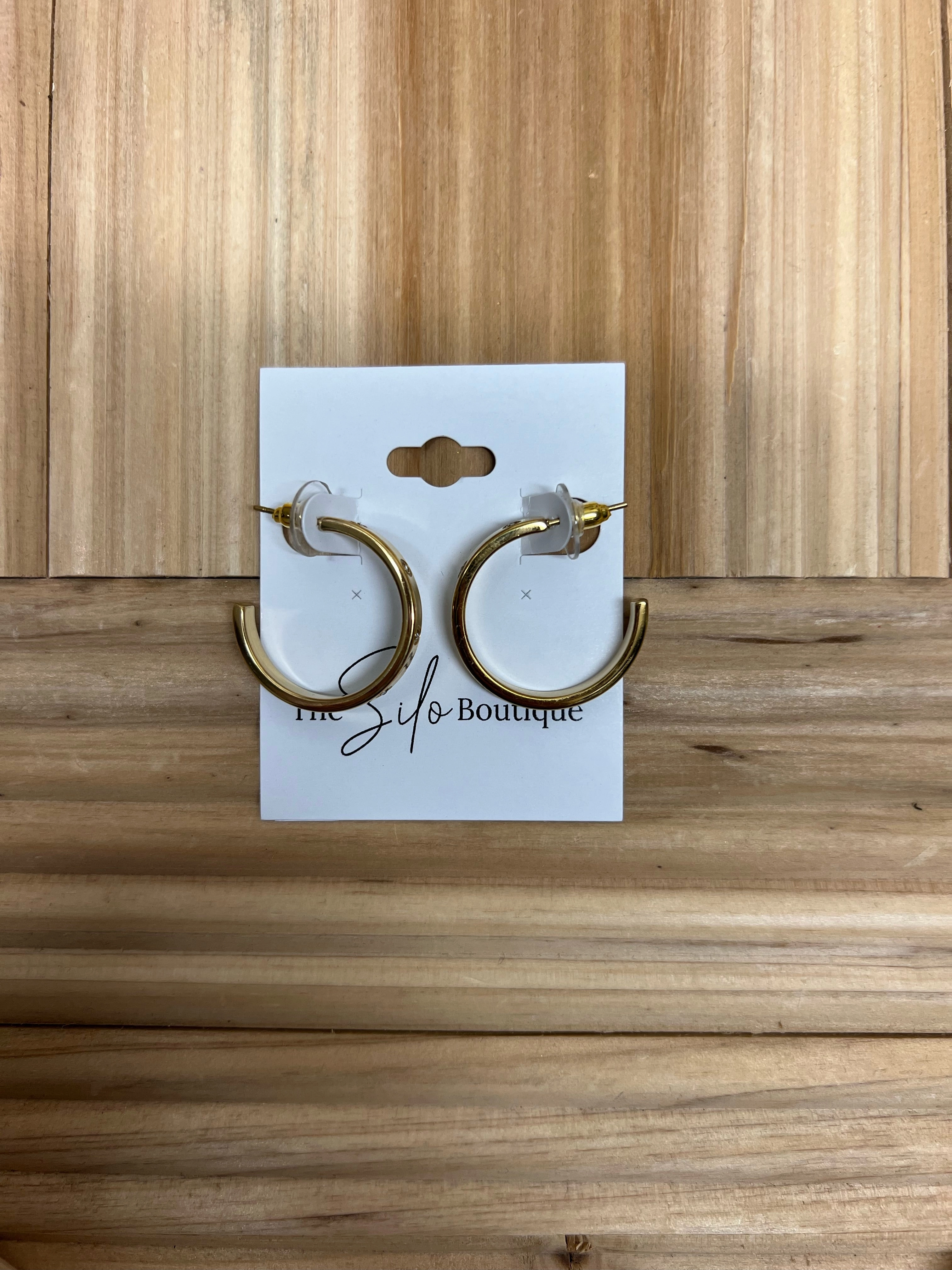 Thin Studded Hoop Earrings