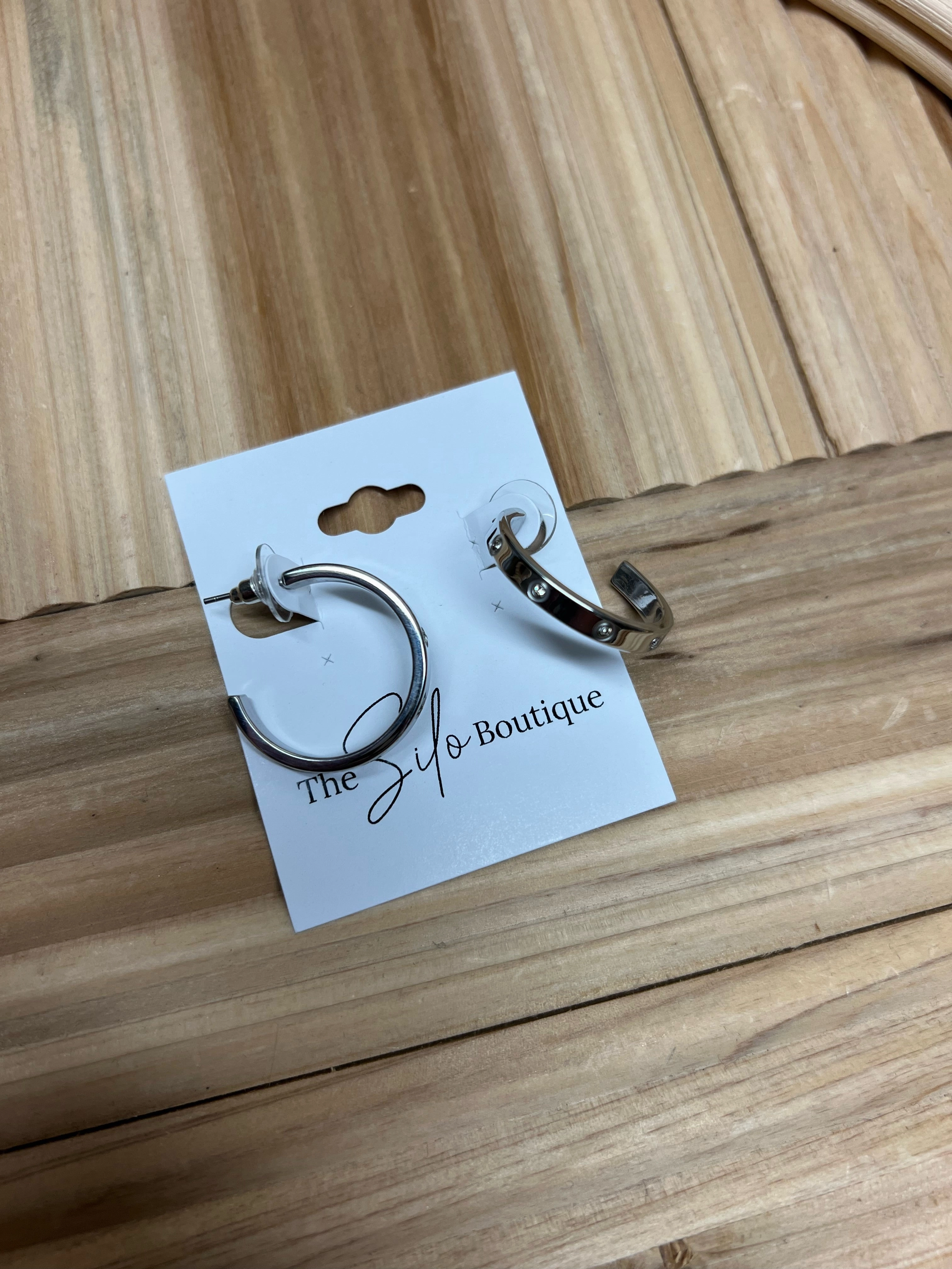 Thin Studded Hoop Earrings