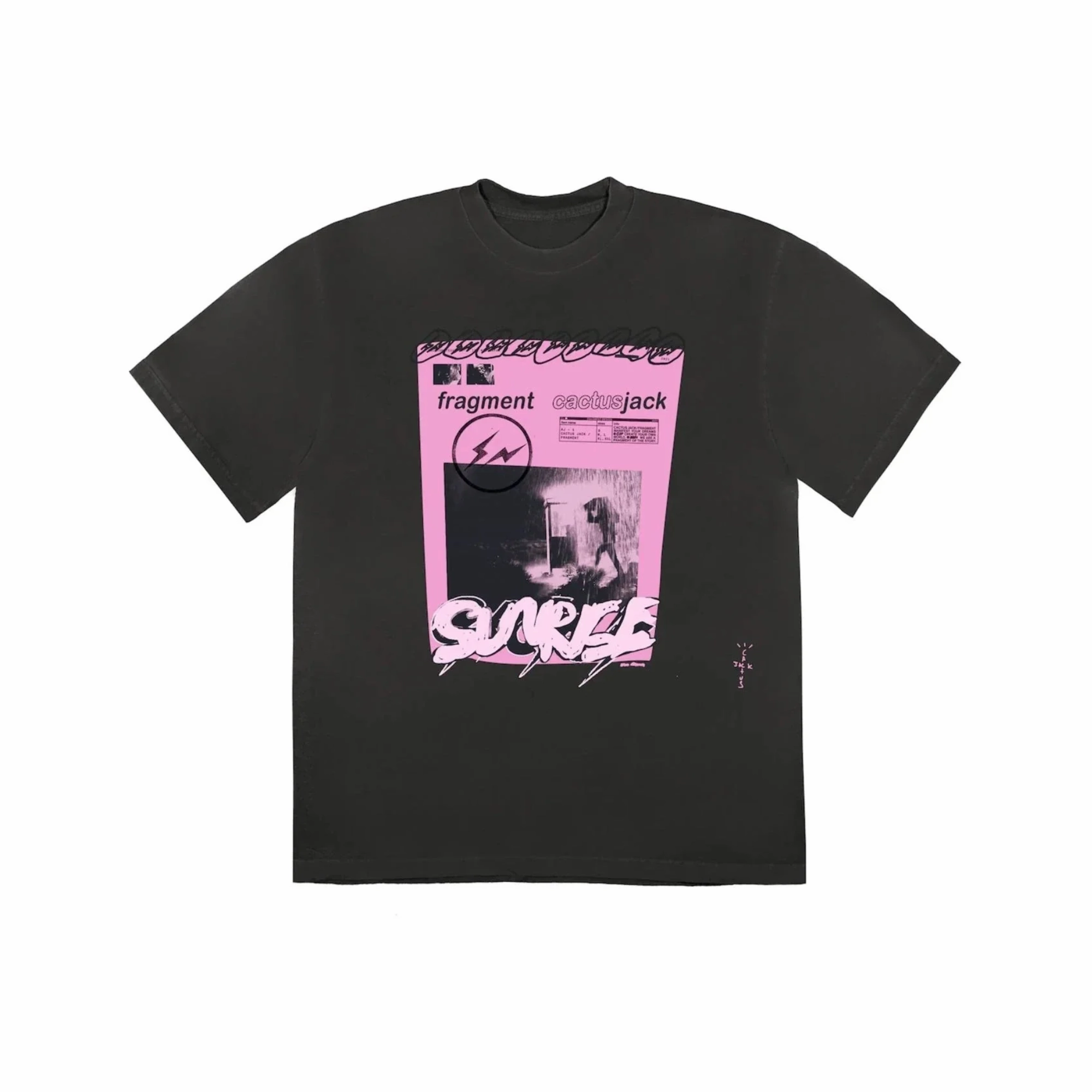 Travis Scott Cactus Jack For Fragment Pink Sunrise T-shirt Washed Black