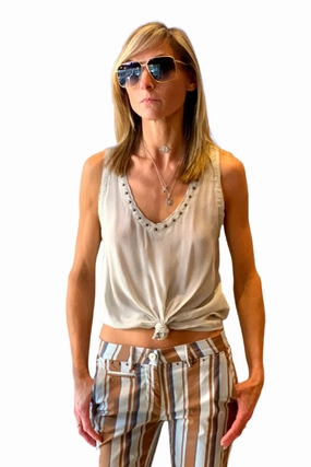 V Neck Tank - Grey