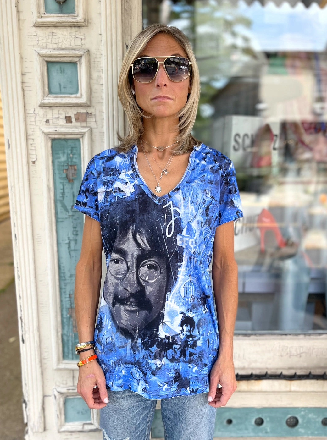V Neck Tee - Celeb Blue