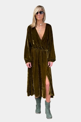 Velvet Dress - Olive