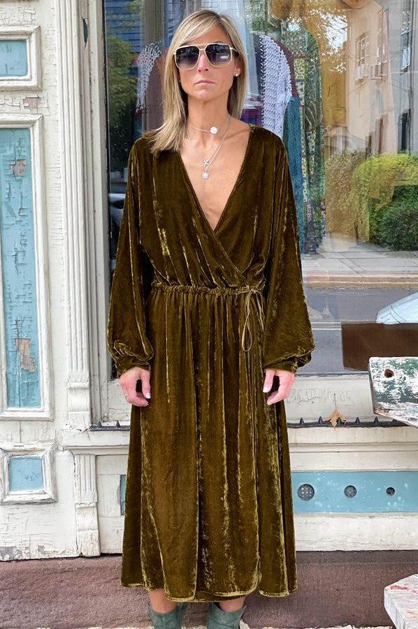 Velvet Dress - Olive