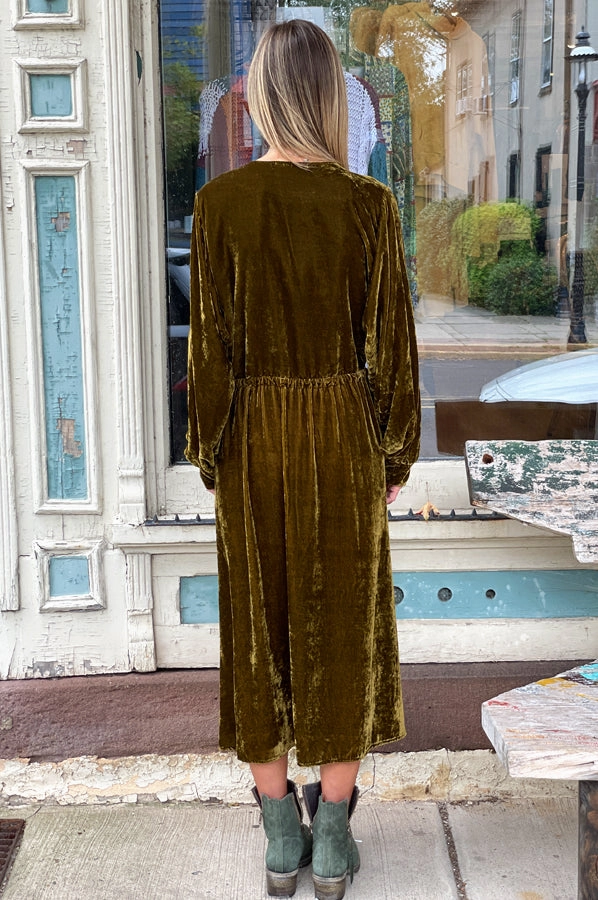 Velvet Dress - Olive