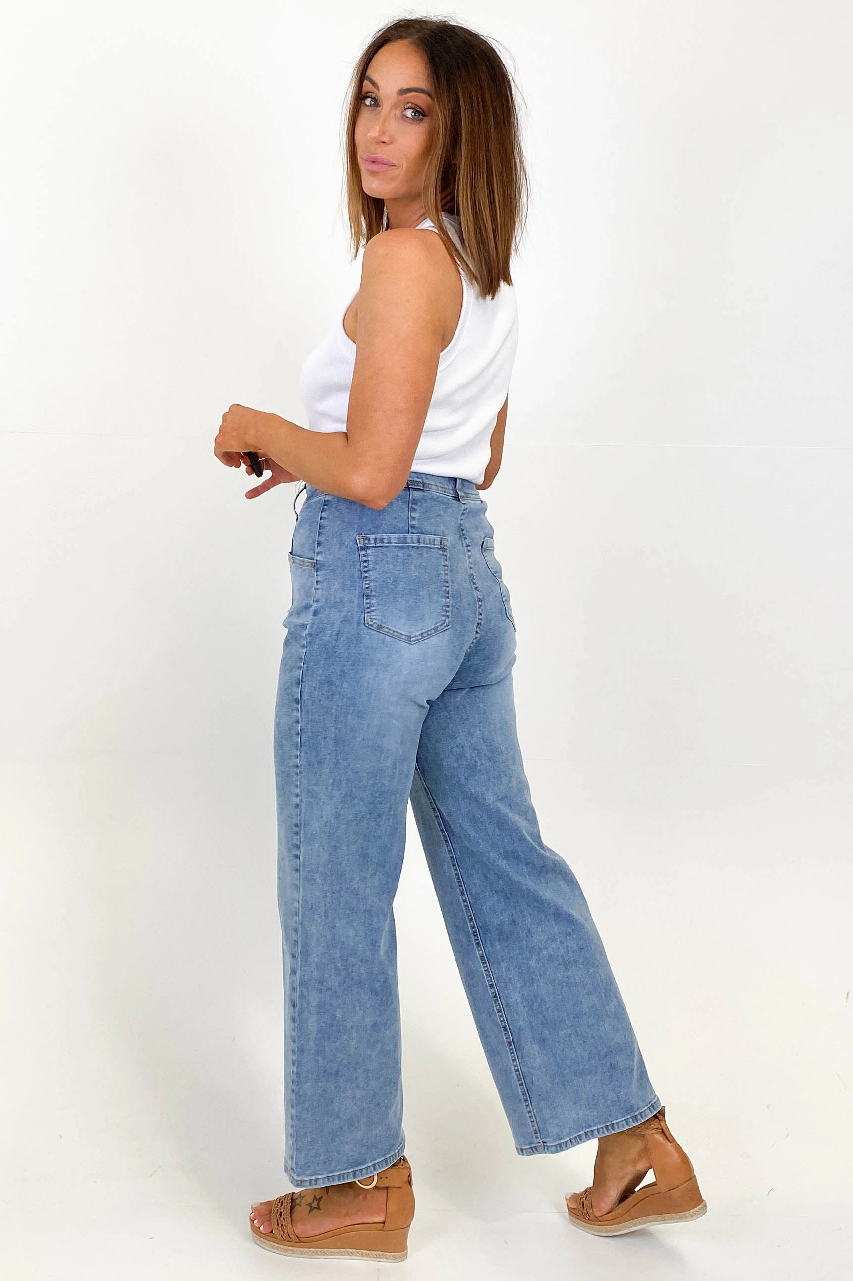 Wakee Maria Wide Leg Jean Blue