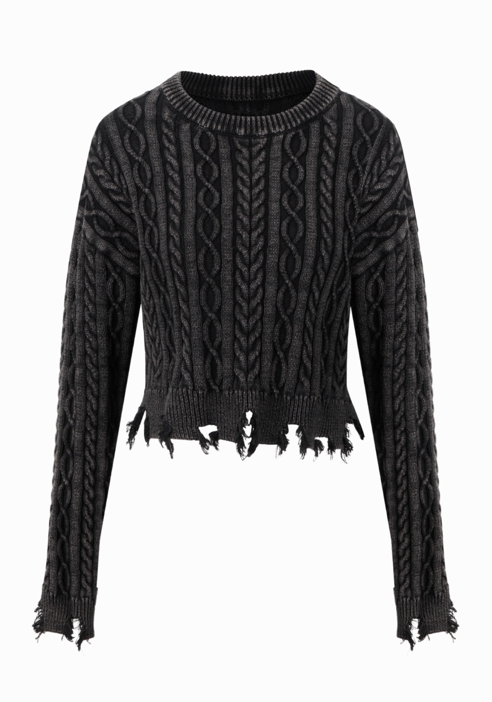 Washed Distressed Crewneck Sweater