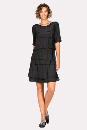 Waves Tiered Dress - Black