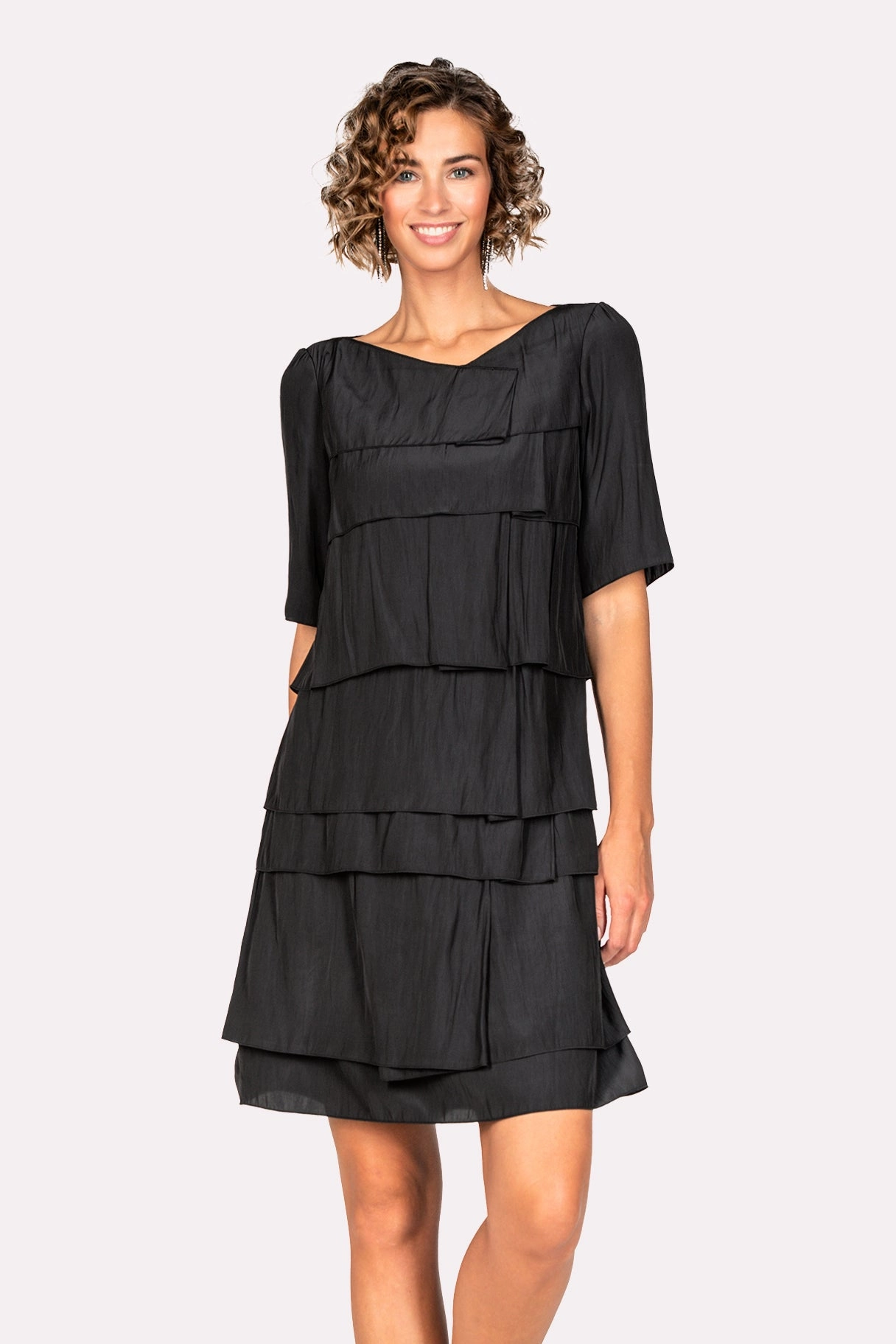 Waves Tiered Dress - Black