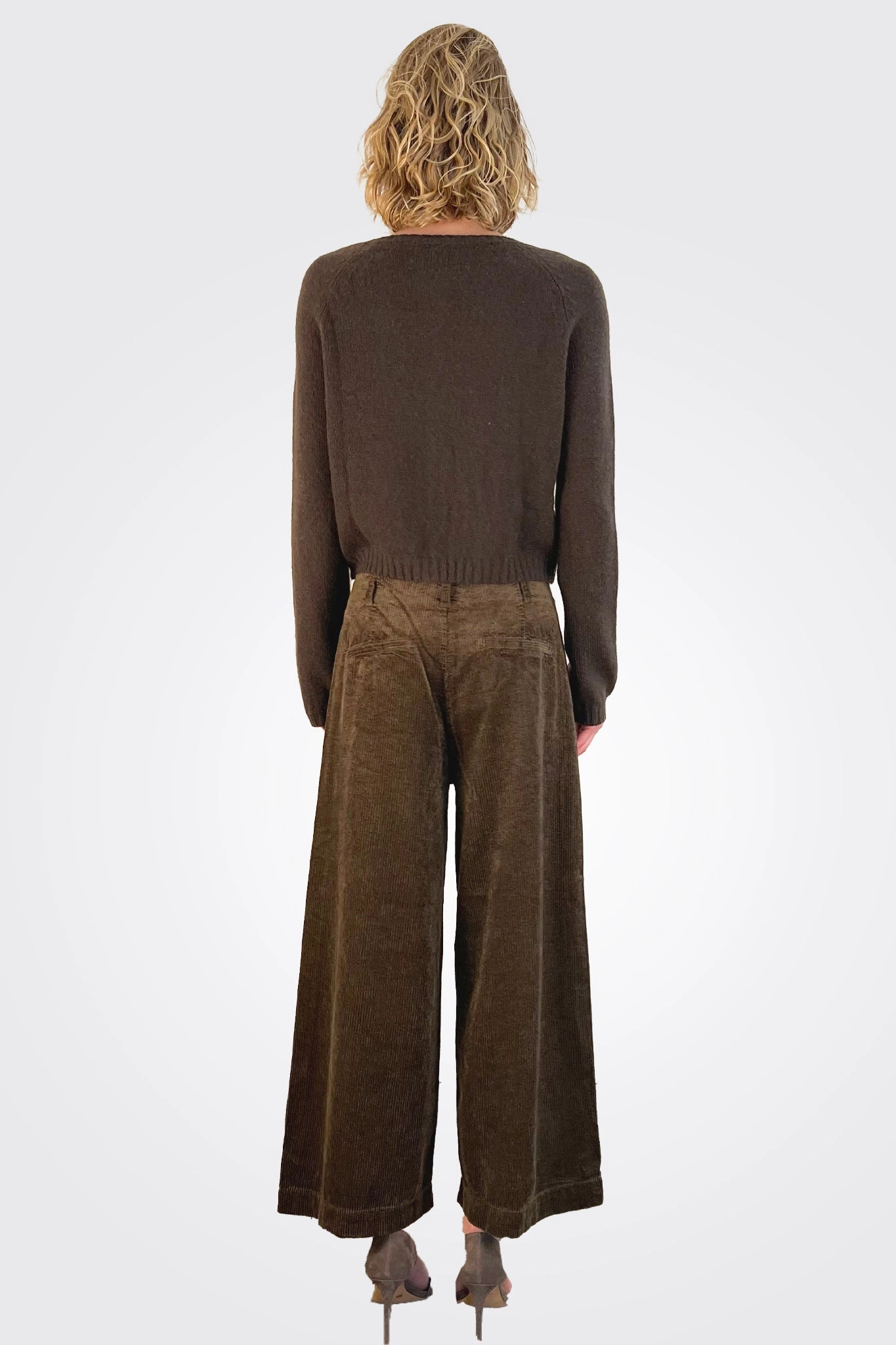 Wide Leg Corduroy Trousers - Chocolate