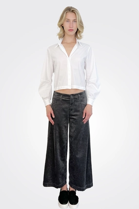 Wide Leg Corduroy Trousers - Grey