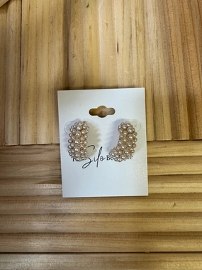 Wide Pearly Pave Hoop Earrings