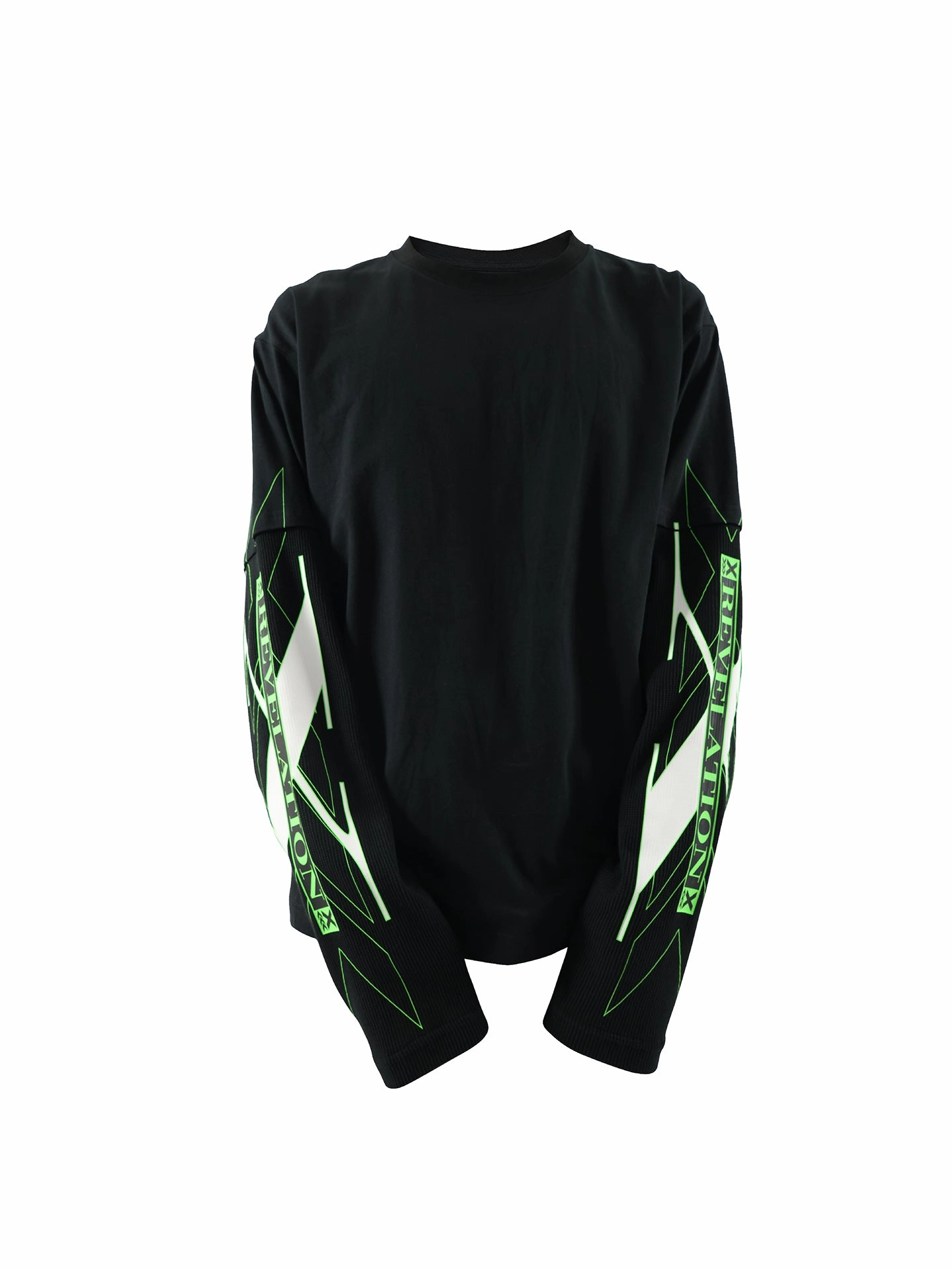 X Fake Two Piece Waffle Stitching Long Sleeve Shirt