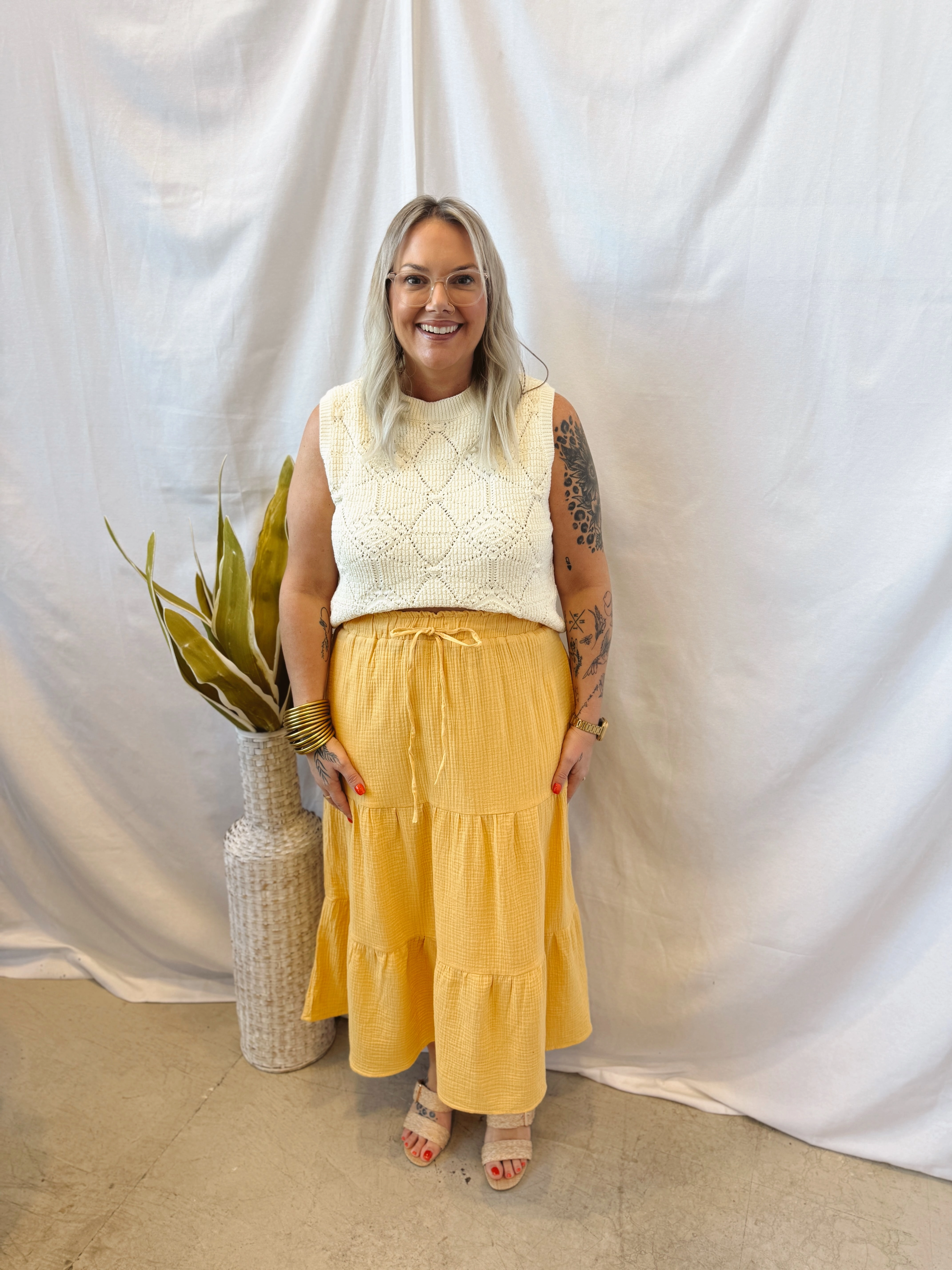Yellow Tiered Skirt