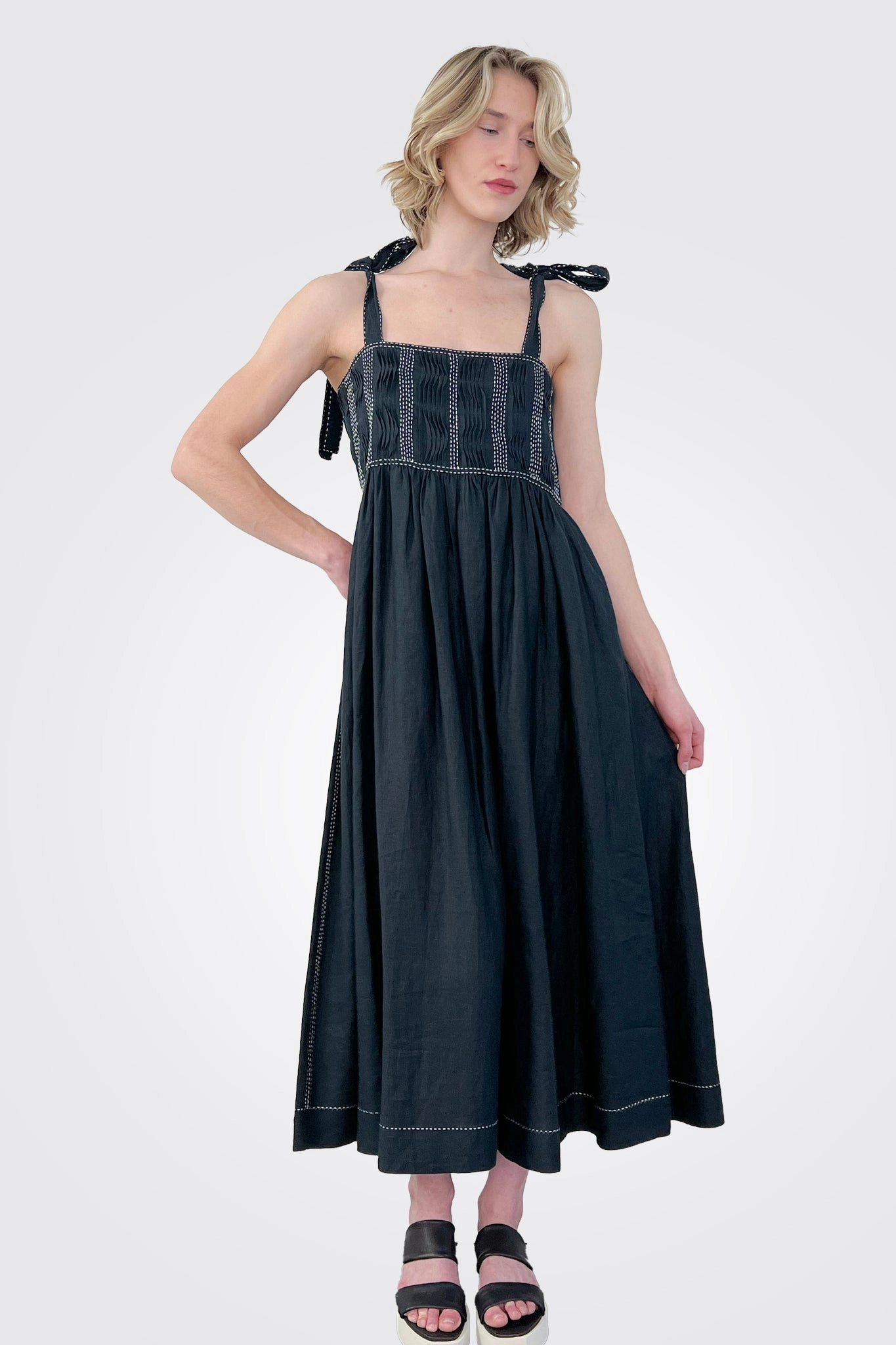 Zoe Linen Dress - Black